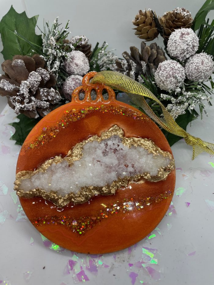 Geode Inspired Ornament - Persimmon & Gold