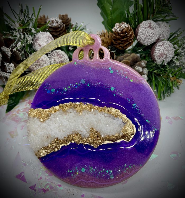 Geode Inspired Ornament - Violet & Gold
